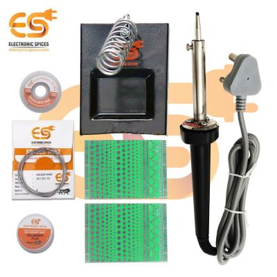 60W Soldering Iron Practice Kit with Prototype PCB Board (7 items)